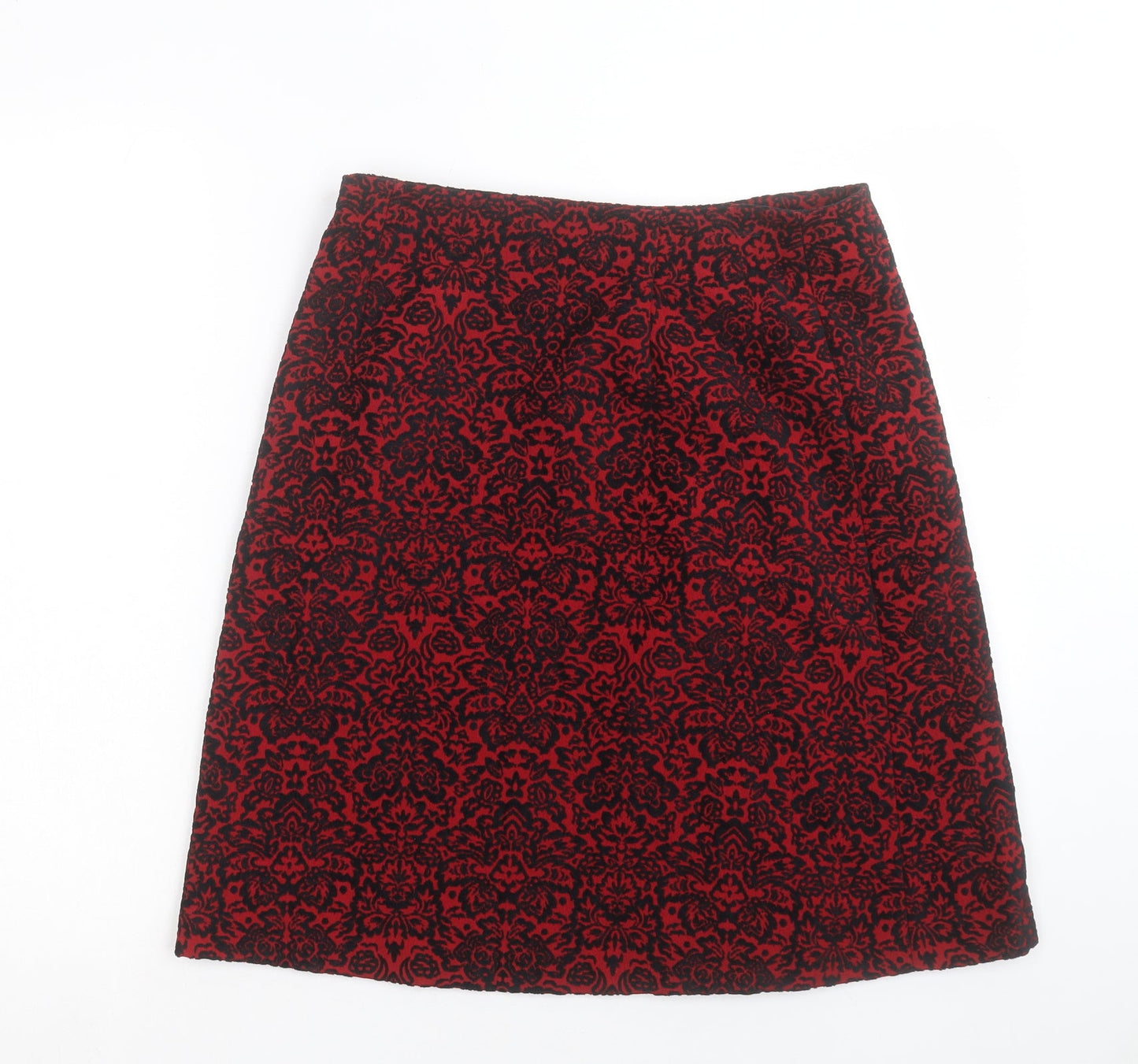 Phase Eight Womens Red Geometric Polyester A-Line Skirt Size 10 Zip