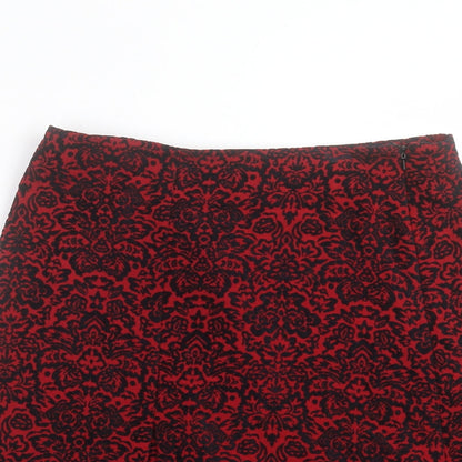 Phase Eight Womens Red Geometric Polyester A-Line Skirt Size 10 Zip