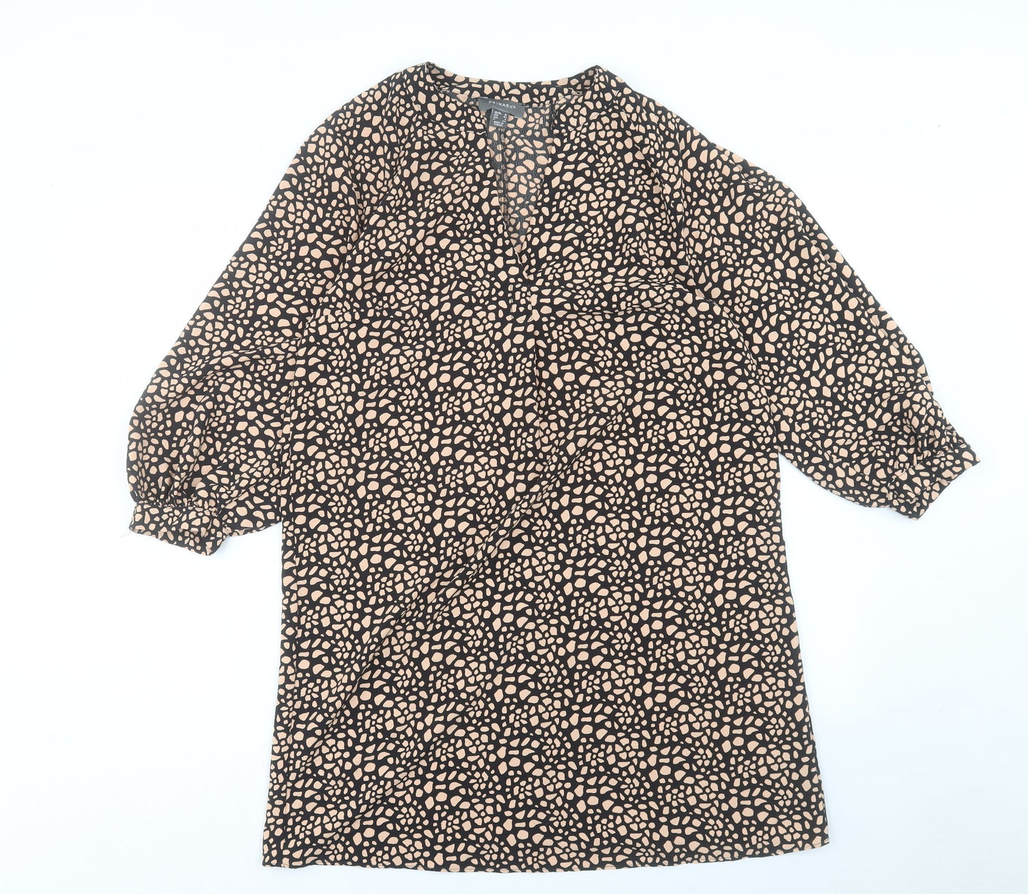 Primark Womens Brown Geometric Polyester Sheath Size 12 V-Neck Pullover