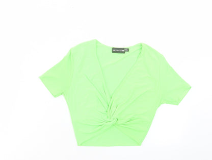 Womens UK Size 6 PRETTYLITTLETHING Green Cropped T-Shirt