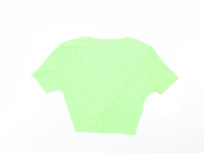 Womens UK Size 6 PRETTYLITTLETHING Green Cropped T-Shirt