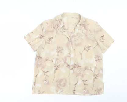 Berkertex Womens Brown Geometric Polyester Basic Button-Up Size 14 Collared