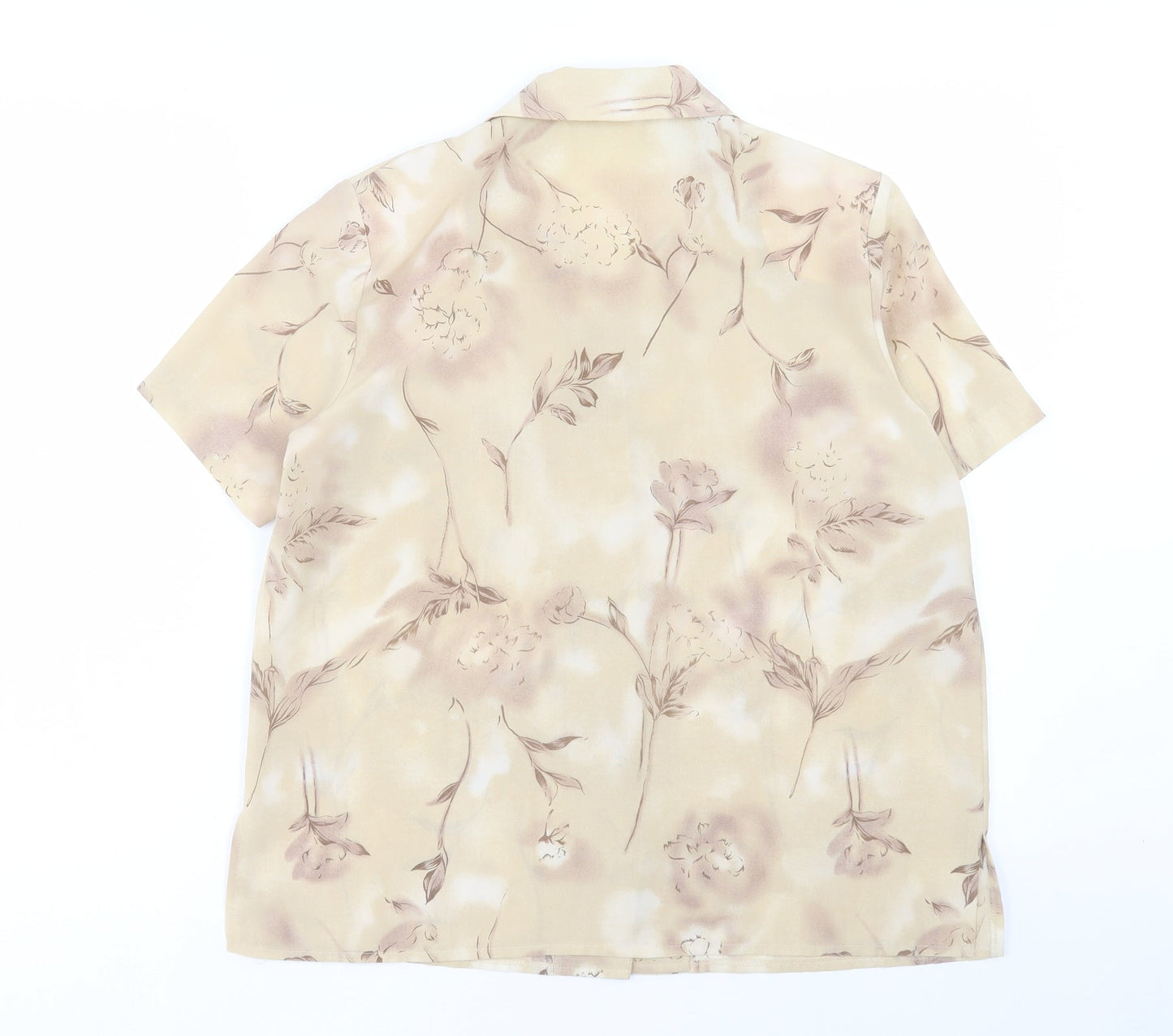 Berkertex Womens Brown Geometric Polyester Basic Button-Up Size 14 Collared