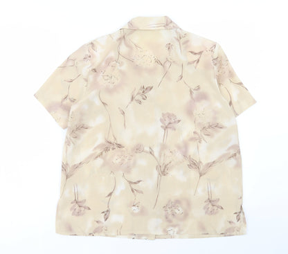 Berkertex Womens Brown Geometric Polyester Basic Button-Up Size 14 Collared