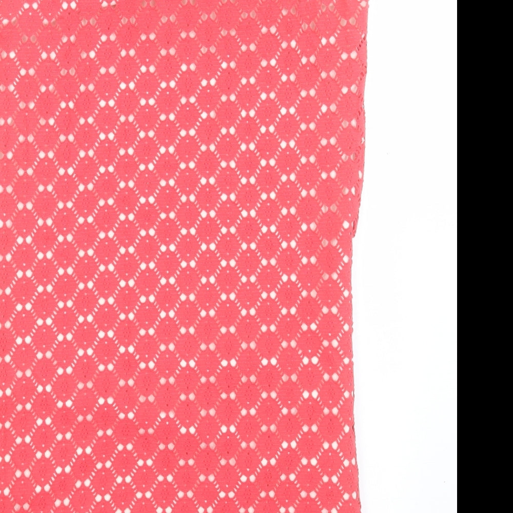 Wallis Womens Pink Cotton Shift Size 12 Boat Neck Pullover