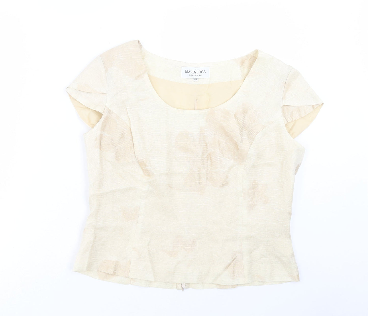 MARIA COCA Womens Ivory Acetate Basic T-Shirt Size 18 Boat Neck