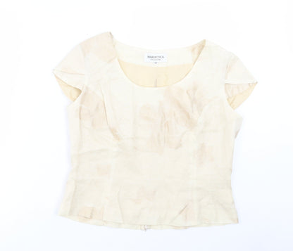 MARIA COCA Womens Ivory Acetate Basic T-Shirt Size 18 Boat Neck