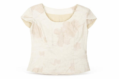 MARIA COCA Womens Ivory Acetate Basic T-Shirt Size 18 Boat Neck
