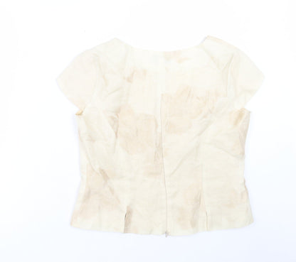 MARIA COCA Womens Ivory Acetate Basic T-Shirt Size 18 Boat Neck