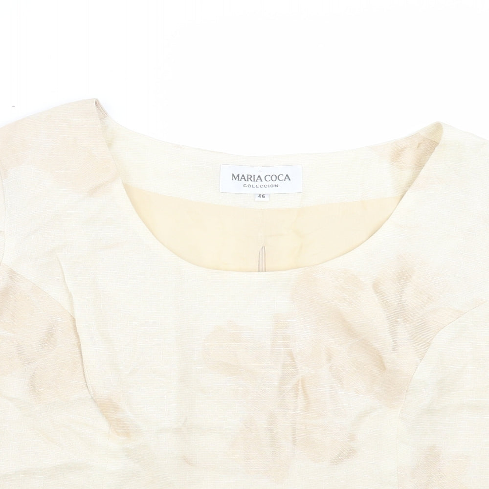 MARIA COCA Womens Ivory Acetate Basic T-Shirt Size 18 Boat Neck
