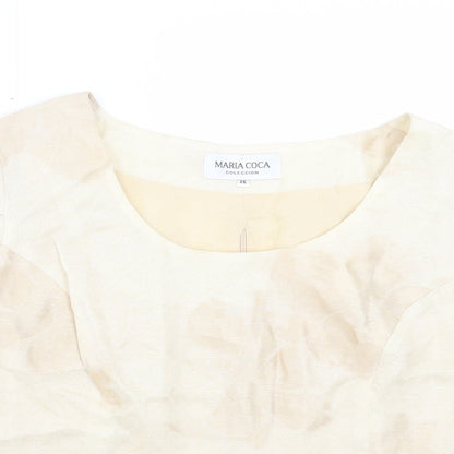 MARIA COCA Womens Ivory Acetate Basic T-Shirt Size 18 Boat Neck