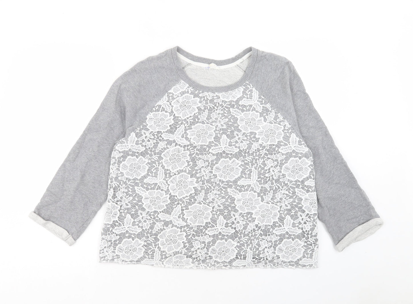 Matalan Womens Grey Cotton Pullover Sweatshirt Size 14 Pullover