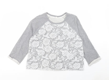 Matalan Womens Grey Cotton Pullover Sweatshirt Size 14 Pullover