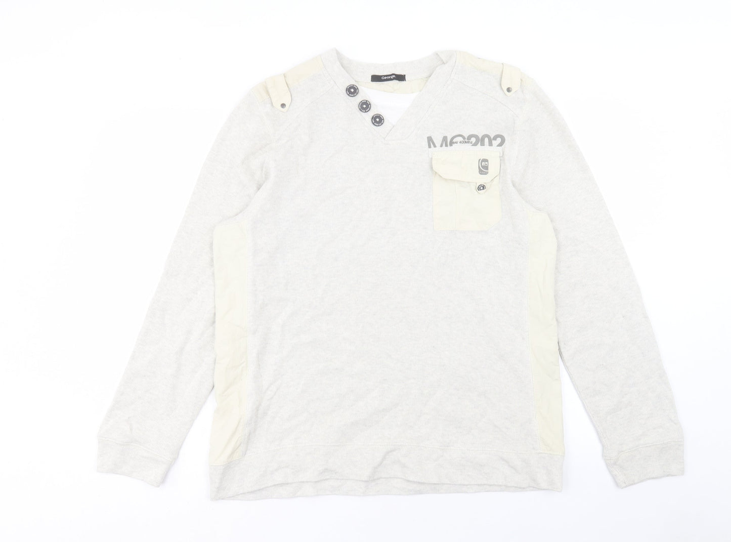 George Mens Beige Cotton Pullover Sweatshirt Size L