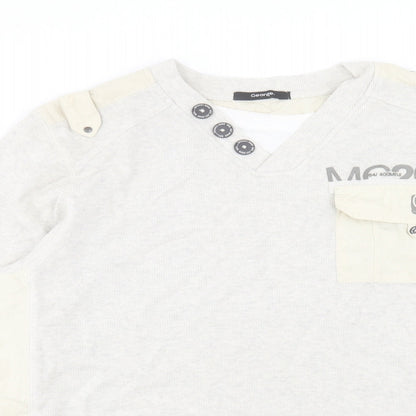 George Mens Beige Cotton Pullover Sweatshirt Size L