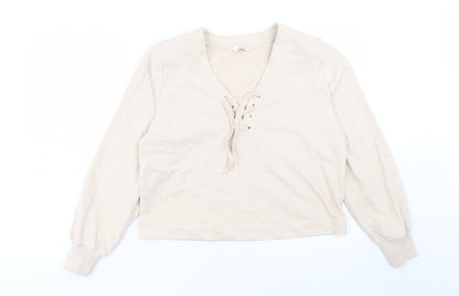 Marks and Spencer Womens Beige Cotton Pullover Sweatshirt Size M Pullover