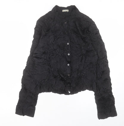 Womens UK Size 10 Per Una Black Basic Button-Up