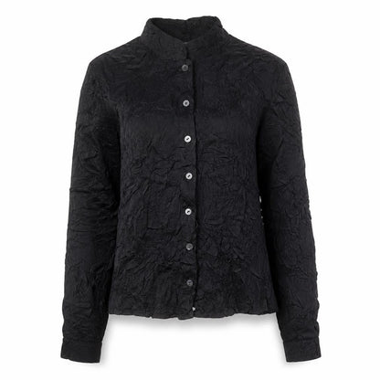 Womens UK Size 10 Per Una Black Basic Button-Up