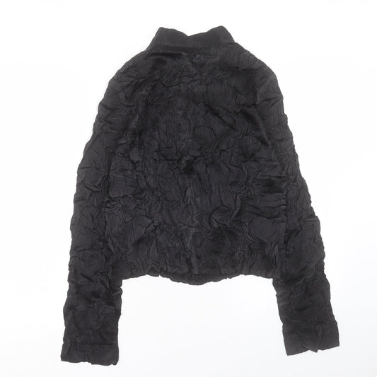 Womens UK Size 10 Per Una Black Basic Button-Up