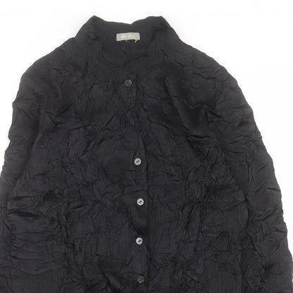 Womens UK Size 10 Per Una Black Basic Button-Up