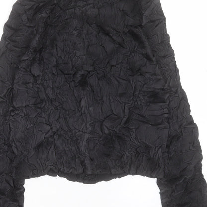 Womens UK Size 10 Per Una Black Basic Button-Up