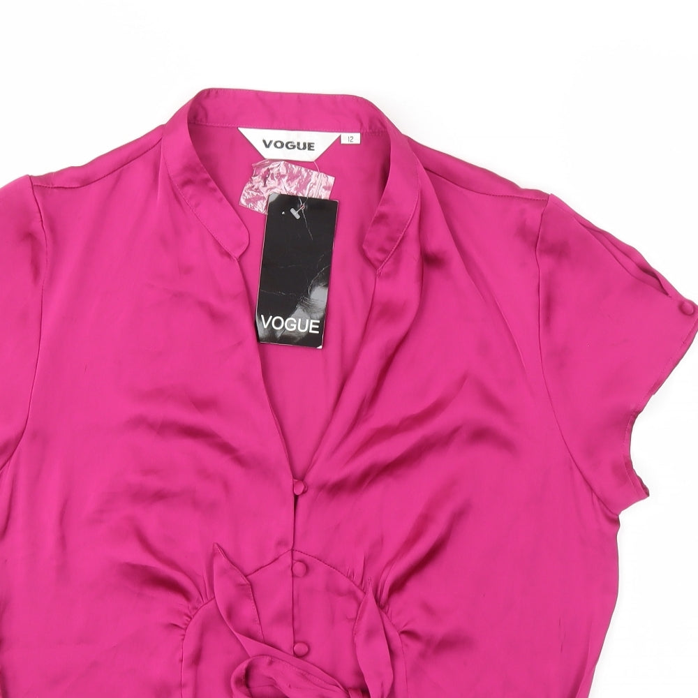 Womens UK Size 12 Vogue Pink Basic Blouse