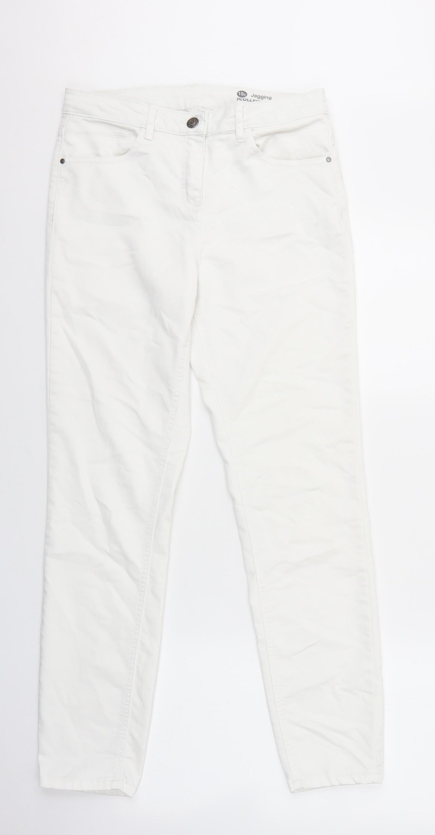 Debenhams Womens White Cotton Jegging Jeans Size 10 L28 in Regular Zip