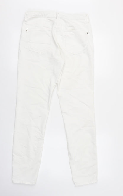 Debenhams Womens White Cotton Jegging Jeans Size 10 L28 in Regular Zip