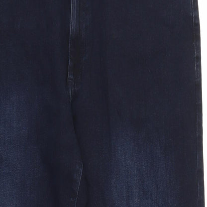 Marks and Spencer Womens Blue Cotton Straight Jeans Size 36 in L31 in Regular Zip