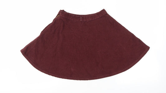 American Apparel Womens Red Cotton Flare Skirt Size XS Zip - Snap button Closure