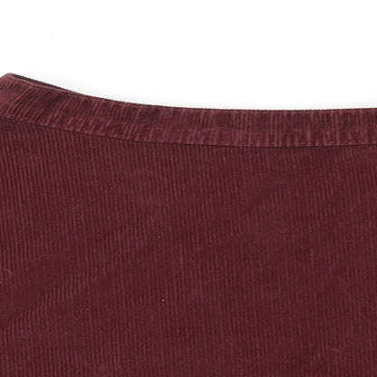 American Apparel Womens Red Cotton Flare Skirt Size XS Zip - Snap button Closure