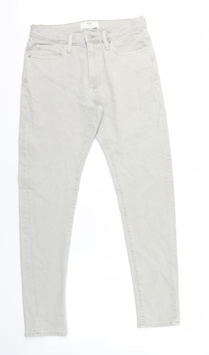 Marks and Spencer Womens Grey Cotton Skinny Jeans Size 30 in L29 in Regular Tie