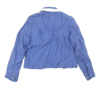 Val Somers Womens Blue Jacket Size 14 Hook & Eye - Single Fastening, Buttoned Cuff Detail