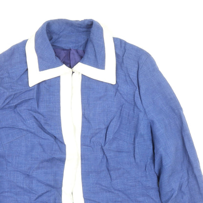 Val Somers Womens Blue Jacket Size 14 Hook & Eye - Single Fastening, Buttoned Cuff Detail