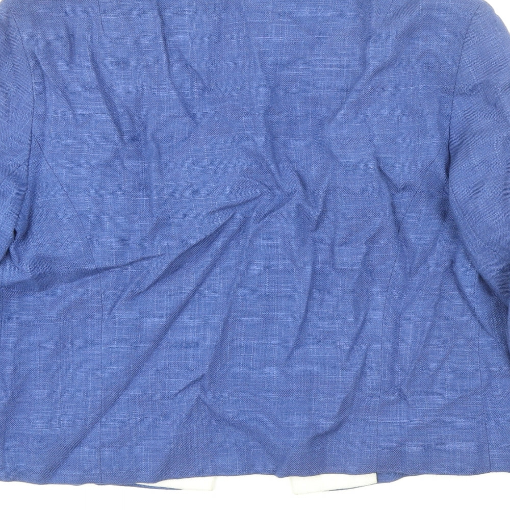 Val Somers Womens Blue Jacket Size 14 Hook & Eye - Single Fastening, Buttoned Cuff Detail