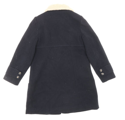 John Lewis Girls Blue Duffle Coat Coat Size 8 Years Snap - Fur Collar Polyester & Acrylic, Double Front Pocket, Top Fastening Detail, Buttoned Cuff