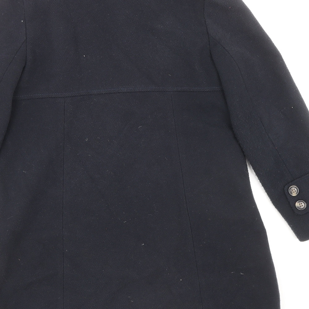 John Lewis Girls Blue Duffle Coat Coat Size 8 Years Snap - Fur Collar Polyester & Acrylic, Double Front Pocket, Top Fastening Detail, Buttoned Cuff