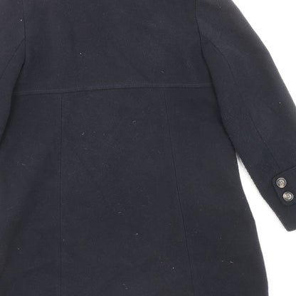 John Lewis Girls Blue Duffle Coat Coat Size 8 Years Snap - Fur Collar Polyester & Acrylic, Double Front Pocket, Top Fastening Detail, Buttoned Cuff
