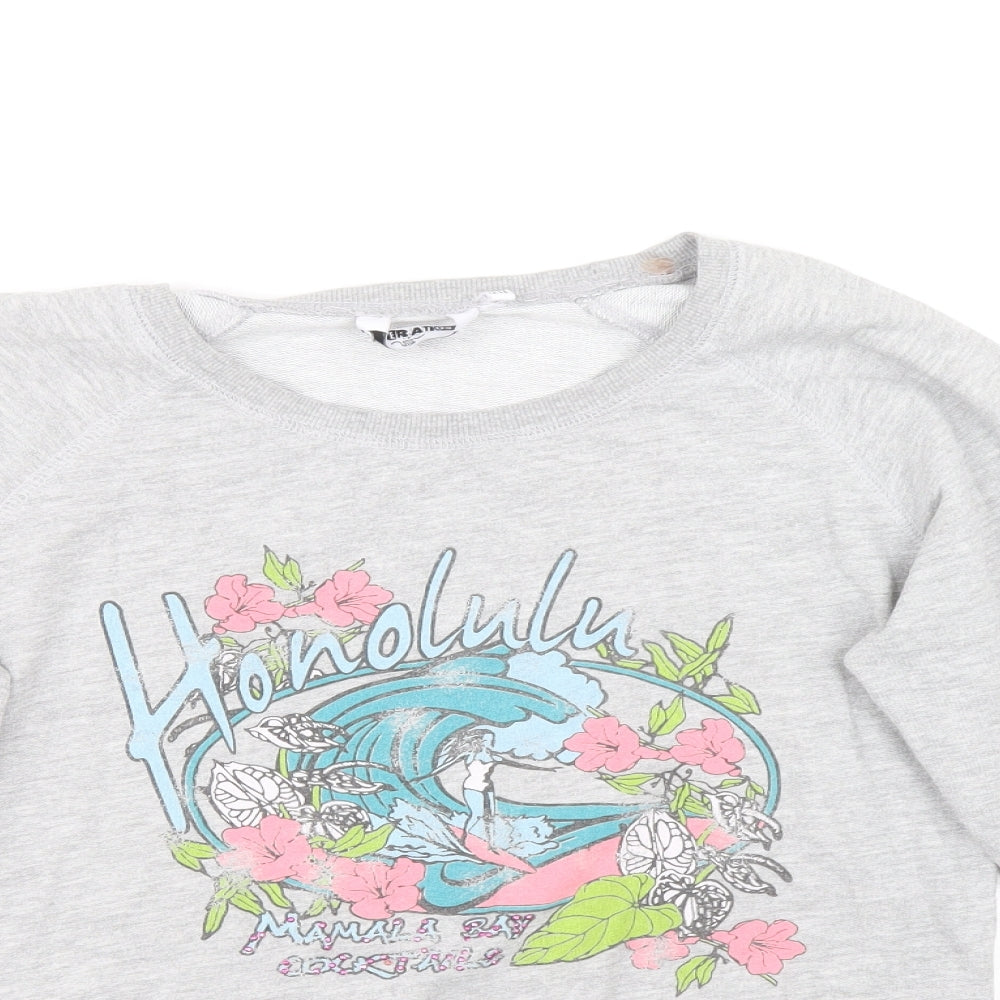 New Look Girls Grey Cotton Pullover Sweatshirt Size 12-13 Years - Honolulu Surfer