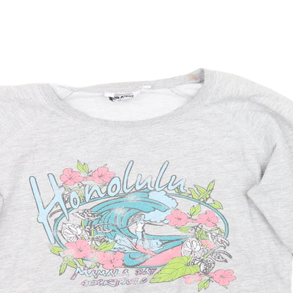 New Look Girls Grey Cotton Pullover Sweatshirt Size 12-13 Years - Honolulu Surfer