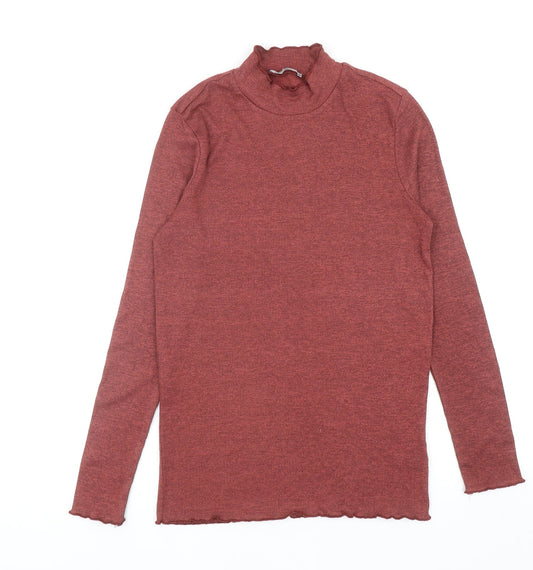 TU Womens Orange Mock Neck Viscose Pullover Jumper Size 10