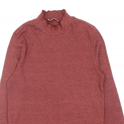 TU Womens Orange Mock Neck Viscose Pullover Jumper Size 10