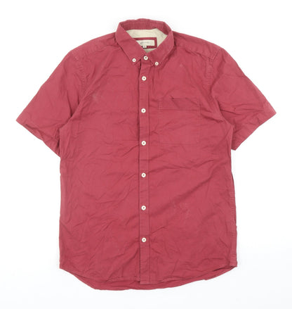 River Island Mens Red Cotton Button-Up Size S Collared Button