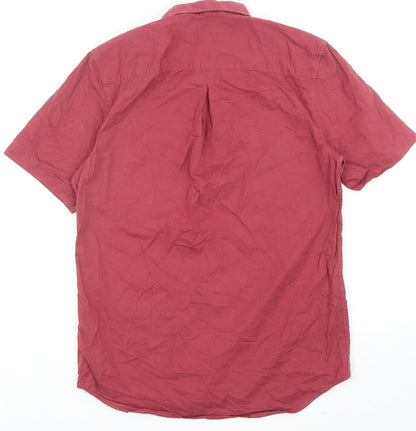 River Island Mens Red Cotton Button-Up Size S Collared Button
