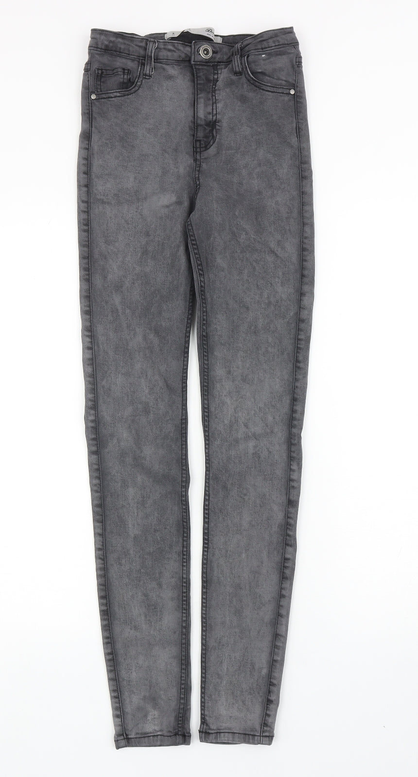 Denim & Co. Womens Grey Cotton Skinny Jeans Size 8 L28 in Regular Zip