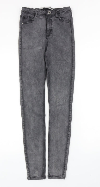 Denim & Co. Womens Grey Cotton Skinny Jeans Size 8 L28 in Regular Zip