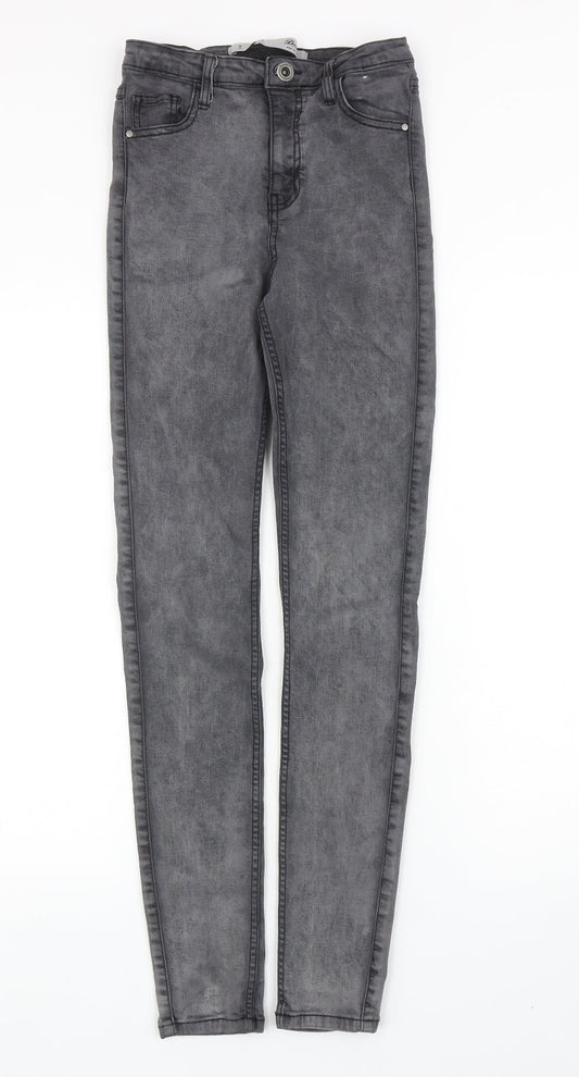 Denim & Co. Womens Grey Cotton Skinny Jeans Size 8 L28 in Regular Zip