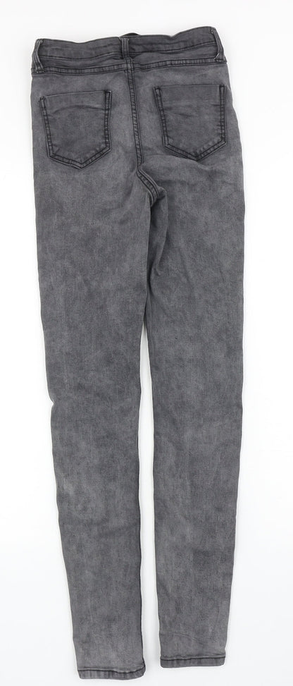 Denim & Co. Womens Grey Cotton Skinny Jeans Size 8 L28 in Regular Zip