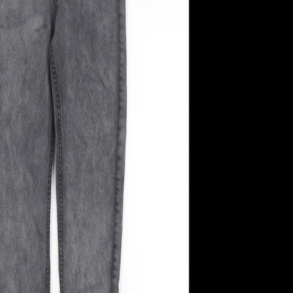 Denim & Co. Womens Grey Cotton Skinny Jeans Size 8 L28 in Regular Zip