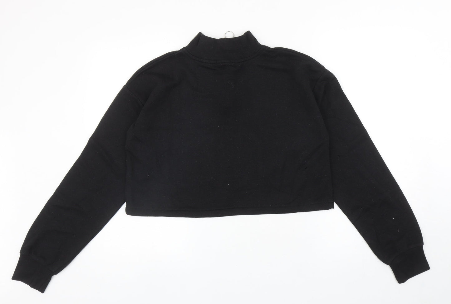 I SAW IT FIRST Womens Black Cotton Pullover Sweatshirt Size 12 Zip - Cropped